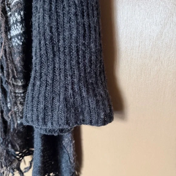 Free People Charcoal & Gray Knit Fringe Asymmetric Cardigan - Picture 4 of 5